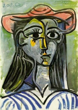 Pablo Picasso Painting - Mujer con sombrero Busto cubista de 1962 Pablo Picasso